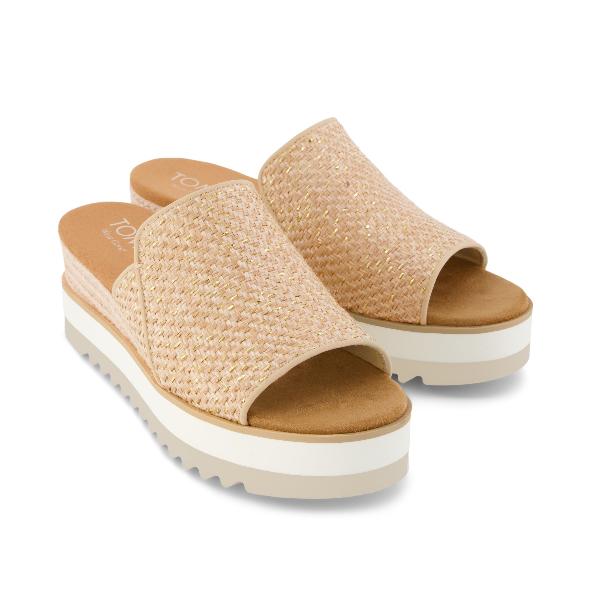 Diana Mule Wedge Sandal Natural Metallic Raffia