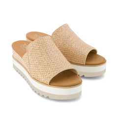 Diana Mule Wedge Sandal Natural Metallic Raffia