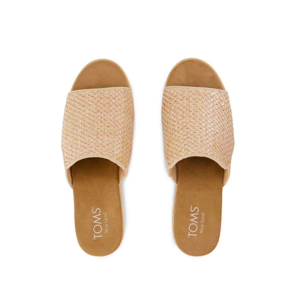 Diana Mule Wedge Sandal Natural Metallic Raffia