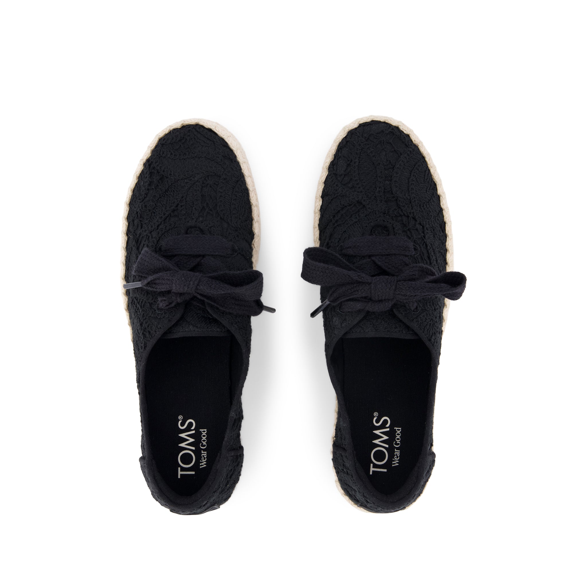 Valencia Lace-Up Platform Espadrille Black Floral Crochet