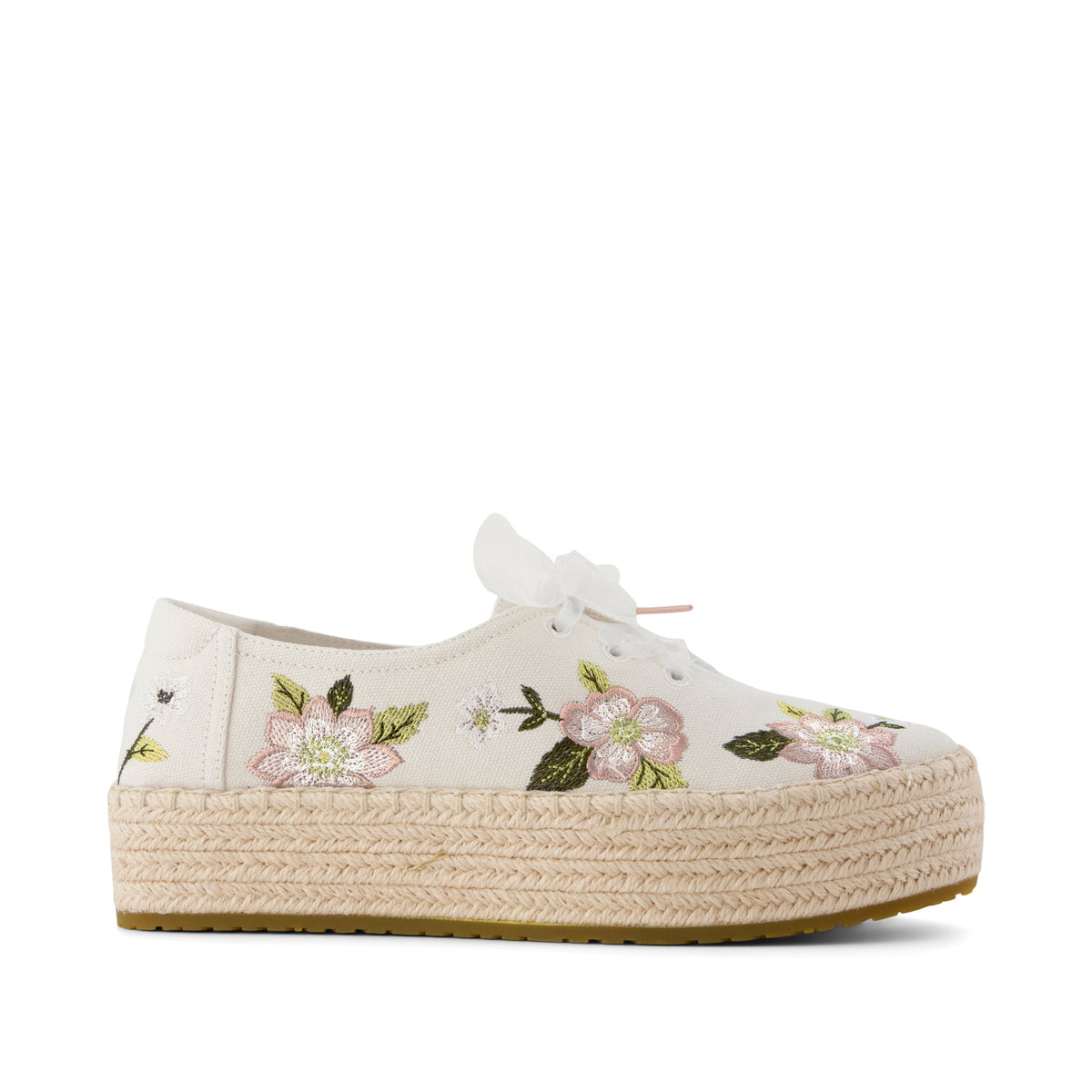 Valencia Lace-Up Platform Espadrille Natural Embroidered Floral