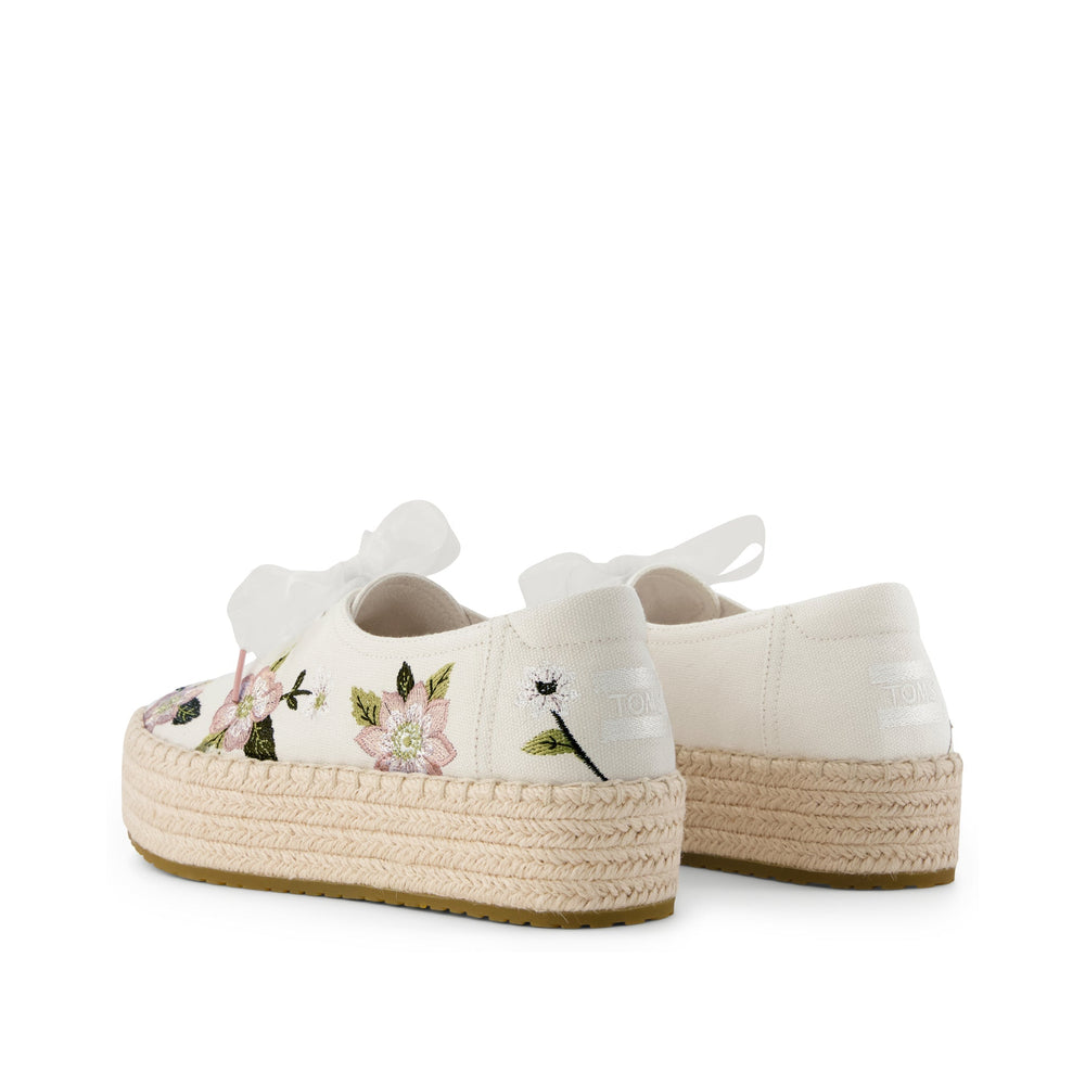 Valencia Lace-Up Platform Espadrille Natural Embroidered Floral