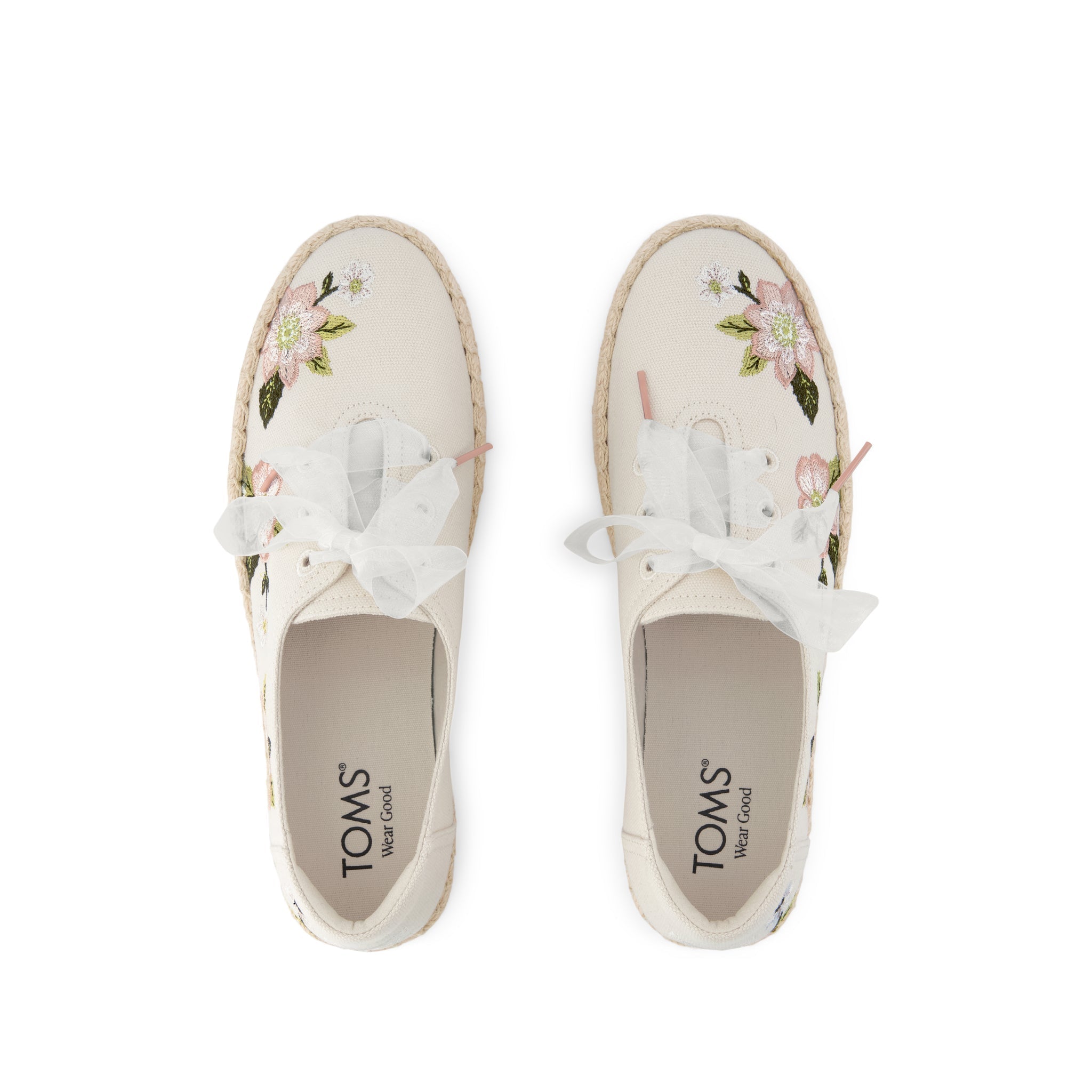 Valencia Lace-Up Platform Espadrille Natural Embroidered Floral