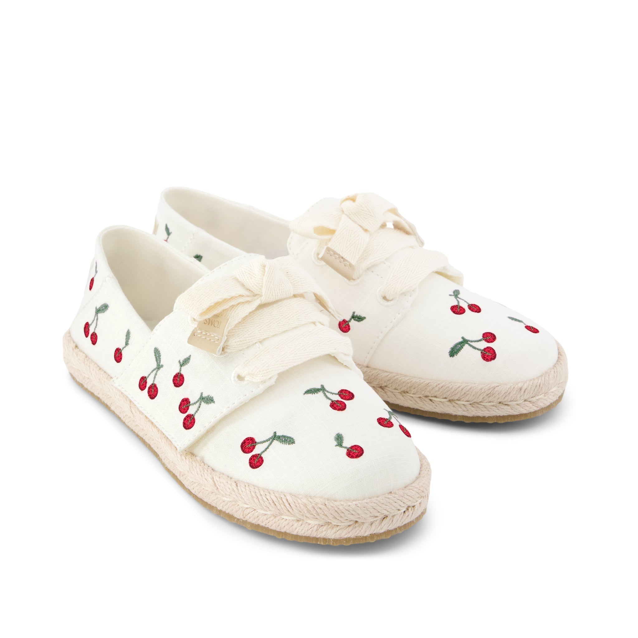 Carolina Lace-Up Kids Espadrille Embroidered Cherries