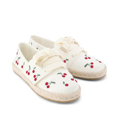 Carolina Lace-Up Kids Espadrille Embroidered Cherries