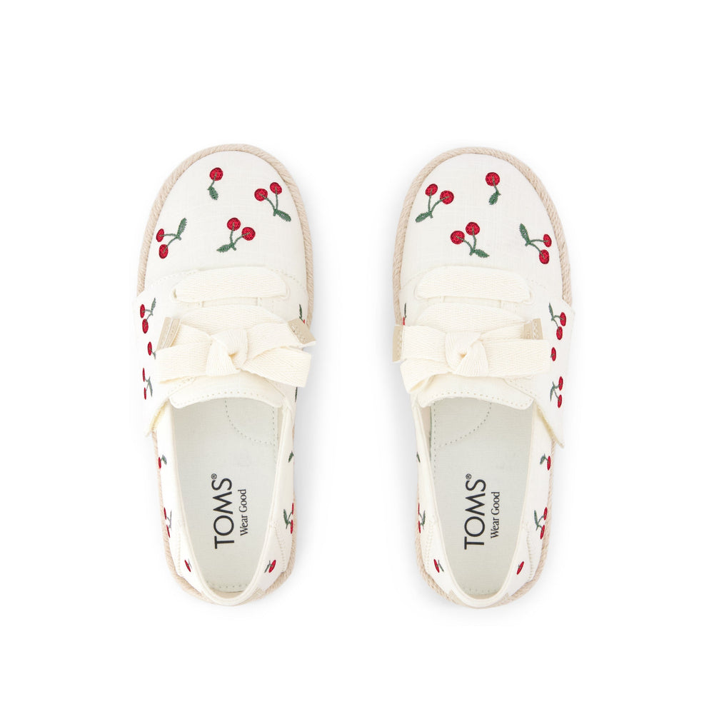 Carolina Lace-Up Kids Espadrille Embroidered Cherries