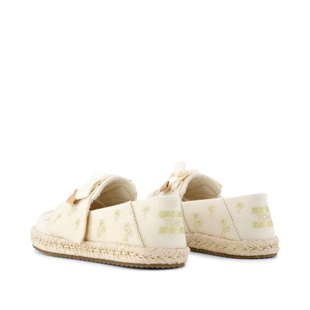 Carolina Lace-Up Kids Espadrille Metallic Embroidered Palm Trees
