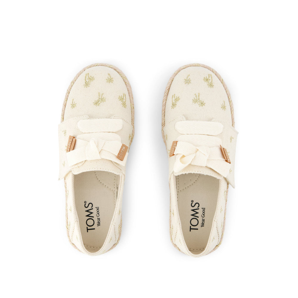 Carolina Lace-Up Kids Espadrille Metallic Embroidered Palm Trees