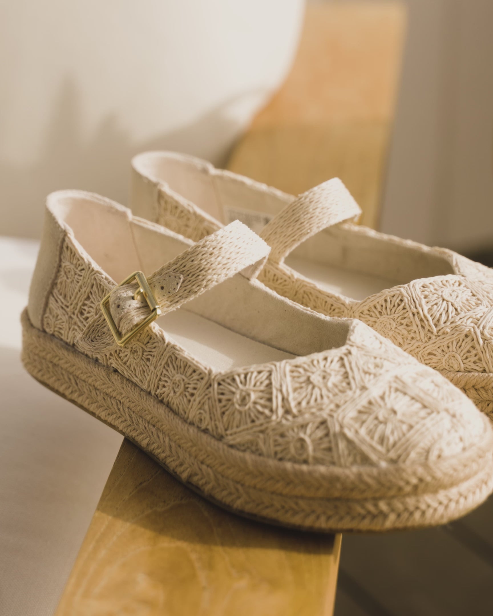 Carolina Mary Jane Espadrille Undyed Floral Raffia