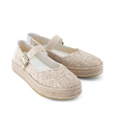 Carolina Mary Jane Espadrille Undyed Floral Raffia