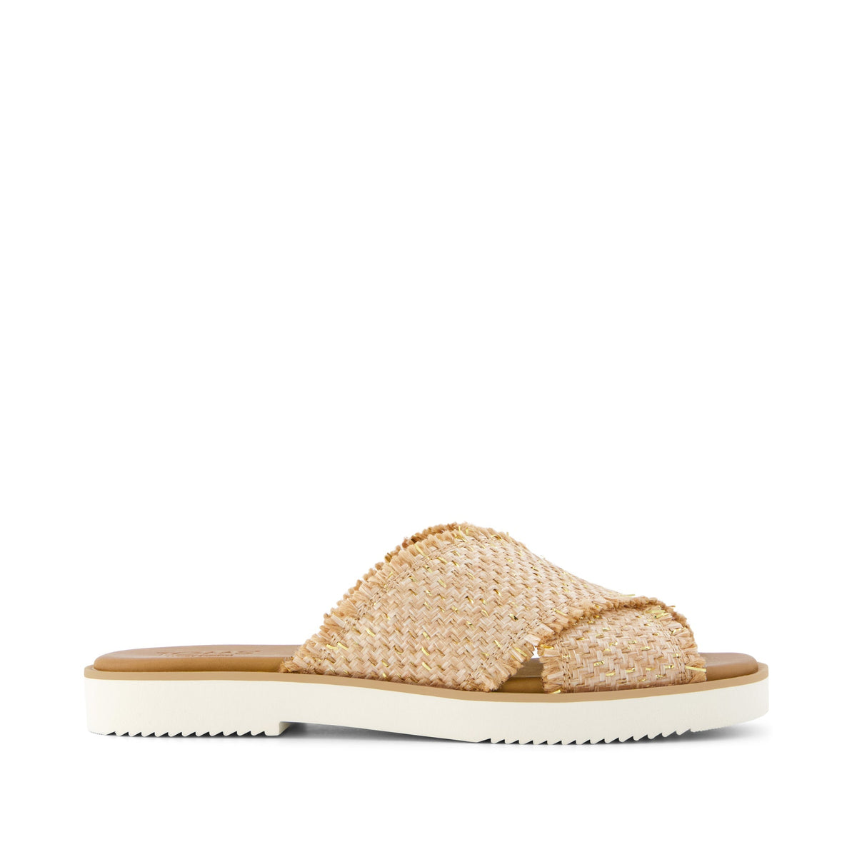 Mae Crossover Slide Sandal Natural Metallic Rafia