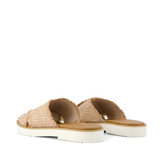 Mae Crossover Slide Sandal Natural Metallic Rafia