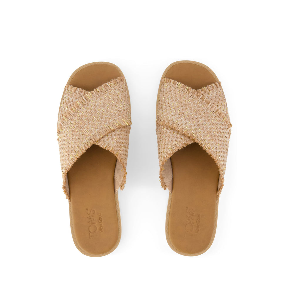 Mae Crossover Slide Sandal Natural Metallic Rafia