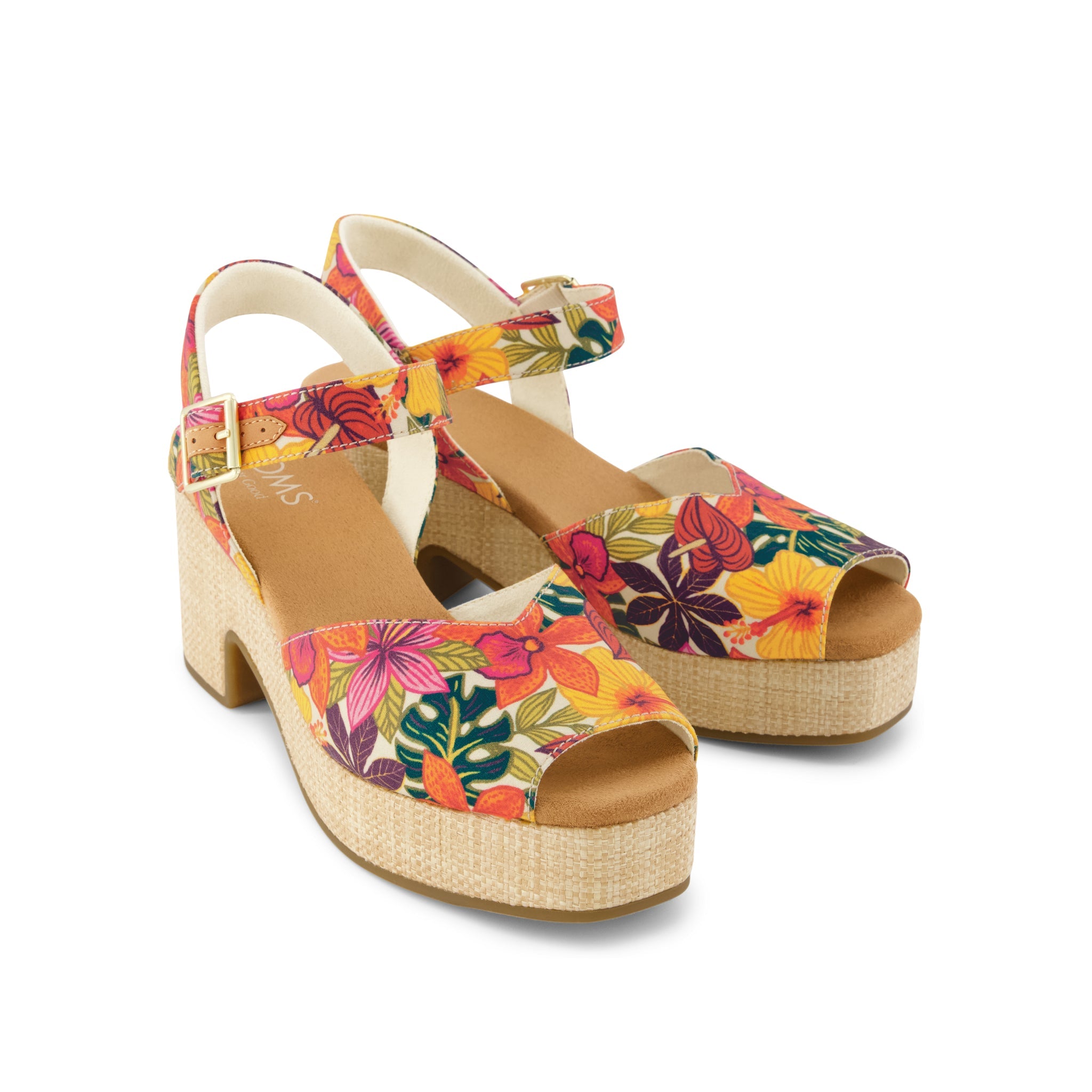 Isla Peep Toe Heeled Sandal Tropical Floral Print