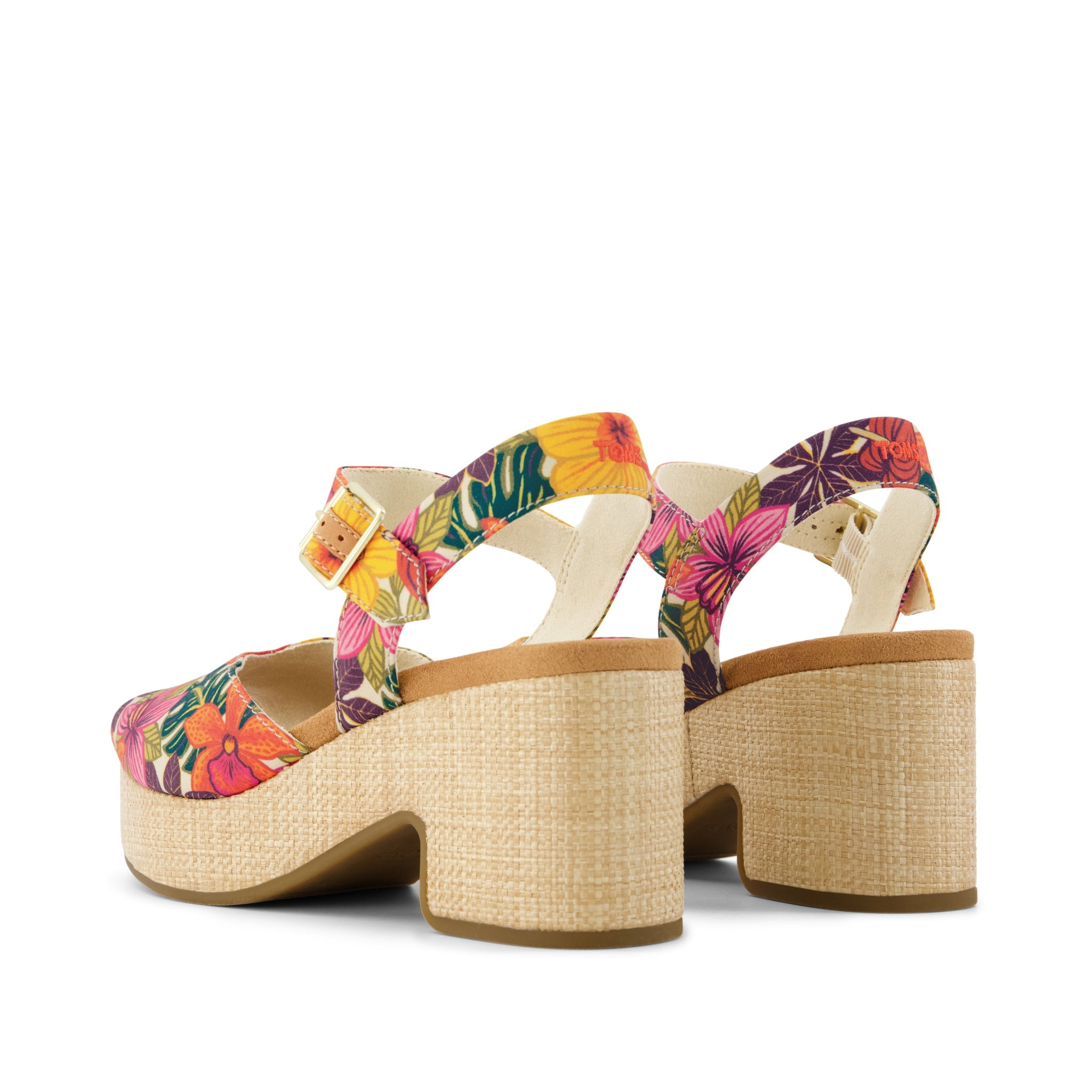 Isla Peep Toe Heeled Sandal Tropical Floral Print