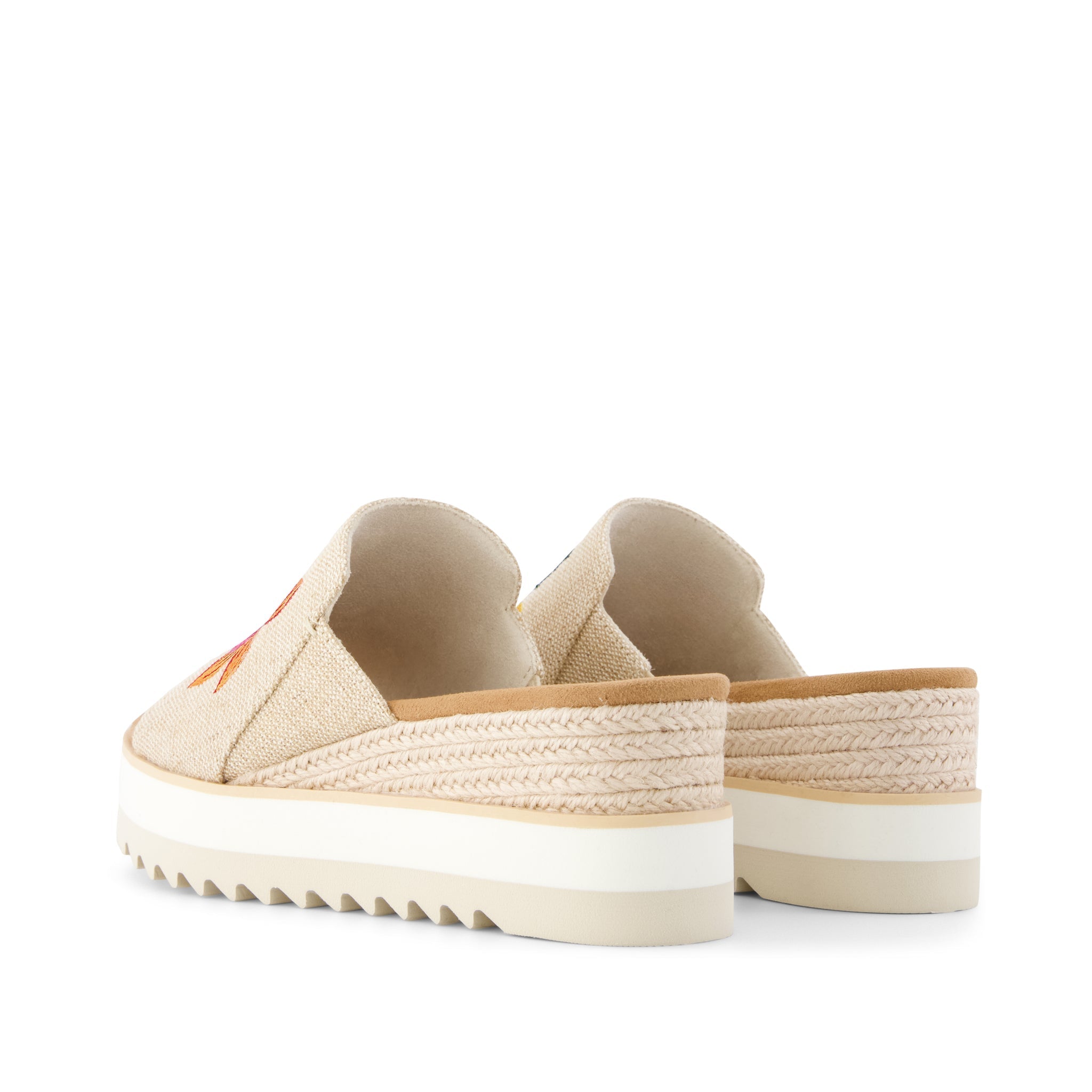 Diana Mule Wedge Sandal Embroidered Tropical Floral