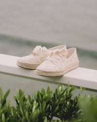 Carolina Lace-Up Espadrille Metallic Embroidered Palm Trees