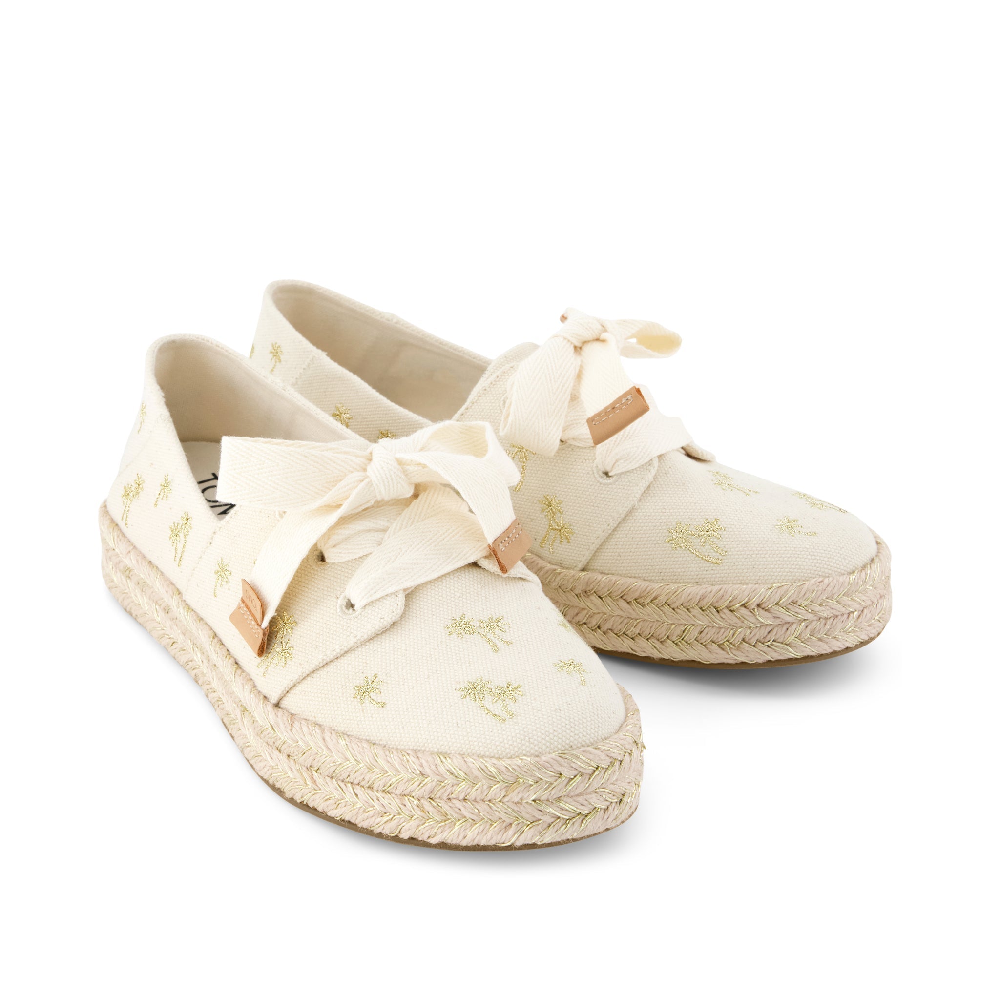 Carolina Lace-Up Espadrille Metallic Embroidered Palm Trees