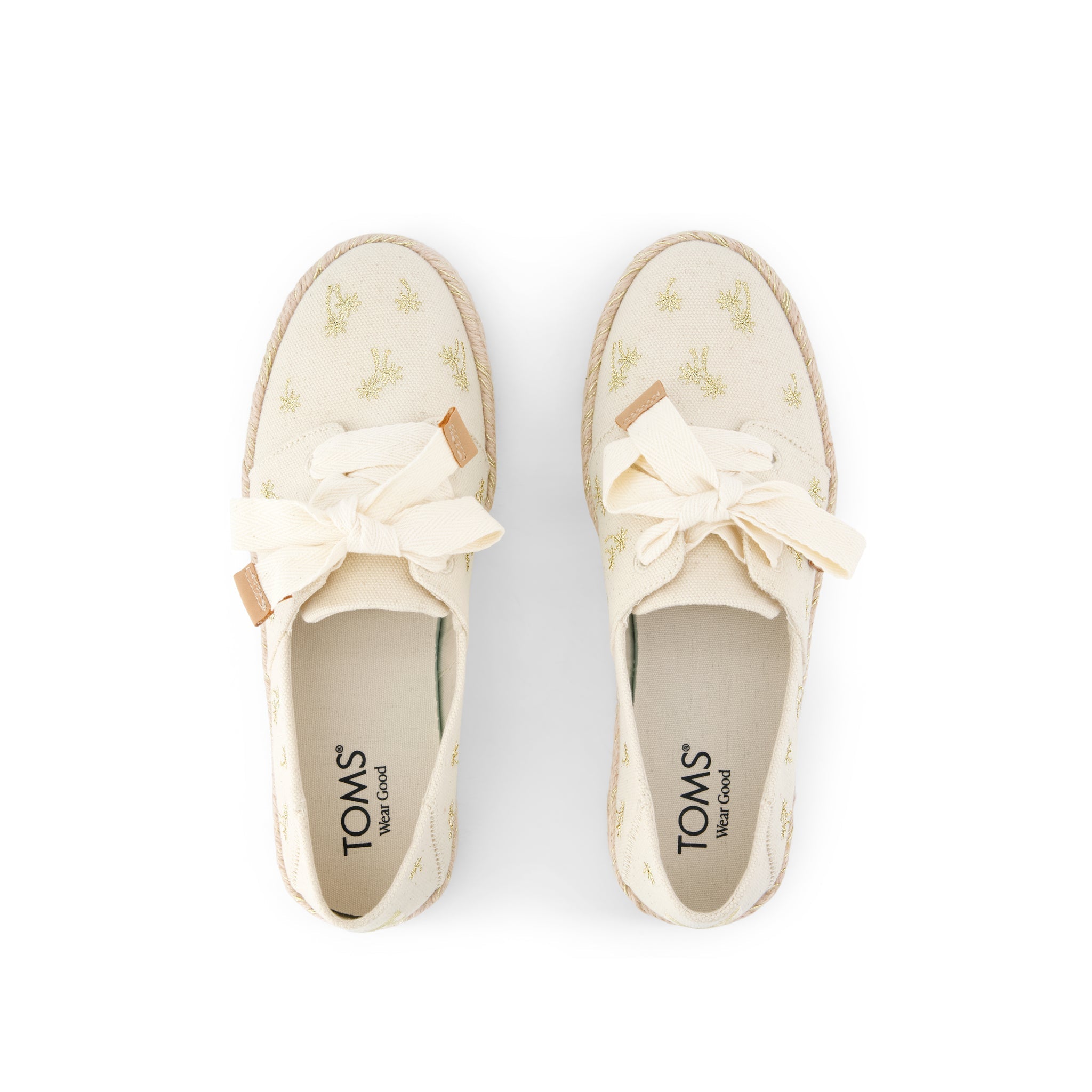 Carolina Lace-Up Espadrille Metallic Embroidered Palm Trees