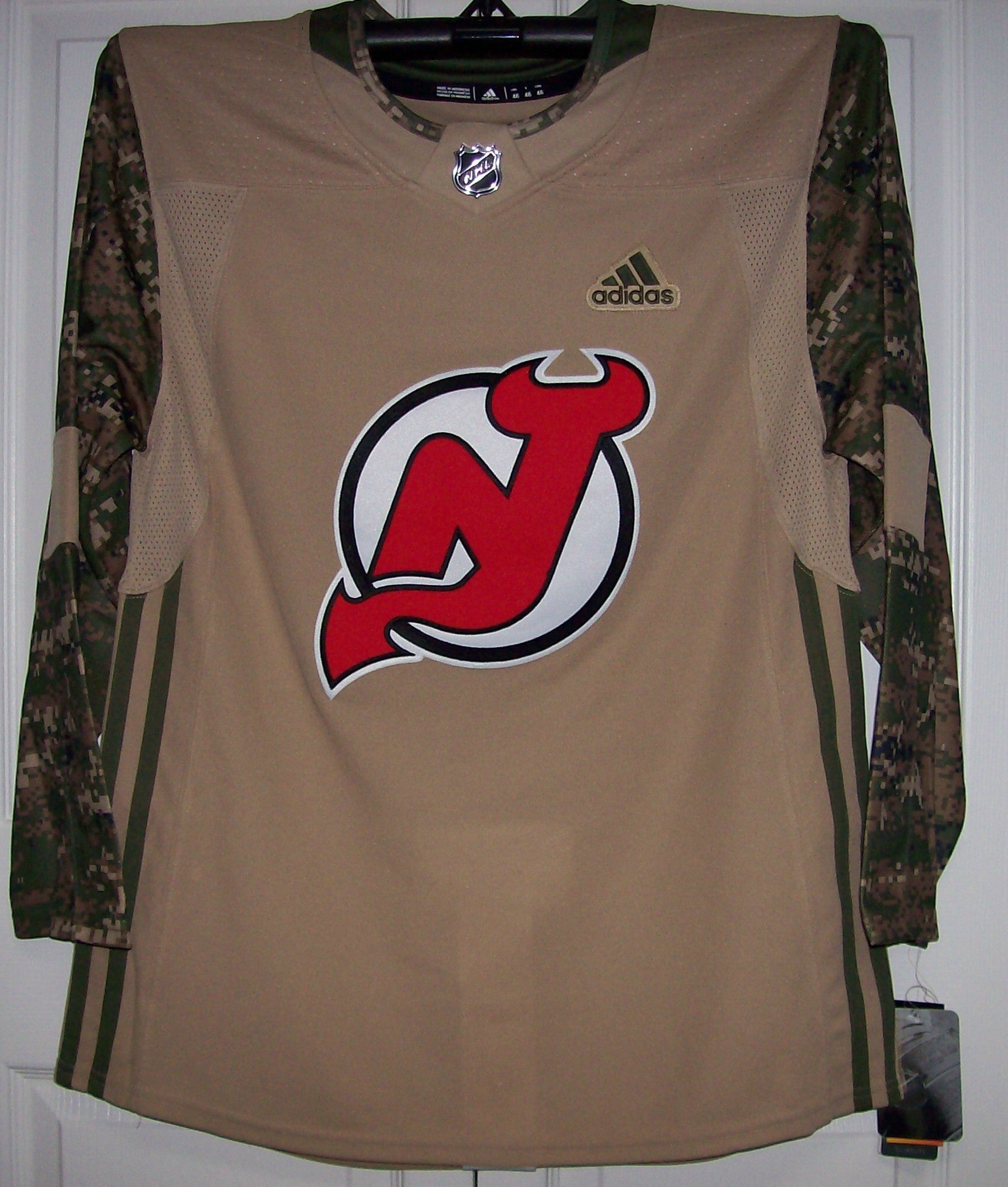 Military Camo Khaki New Jersey Devils 258J Adidas NHL Pro Jersey