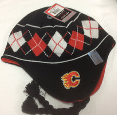Calgary Flames Black Reebok NHL Argyle Knit Hat