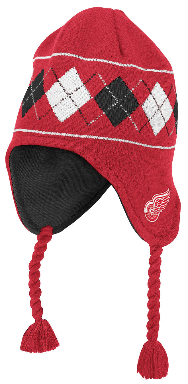 Detroit Red Wings Red Reebok NHL Argyle Knit Hat