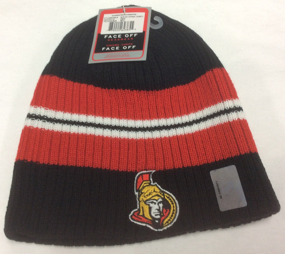 Ottawa Senators Black Reebok NHL Striped Knit Hat
