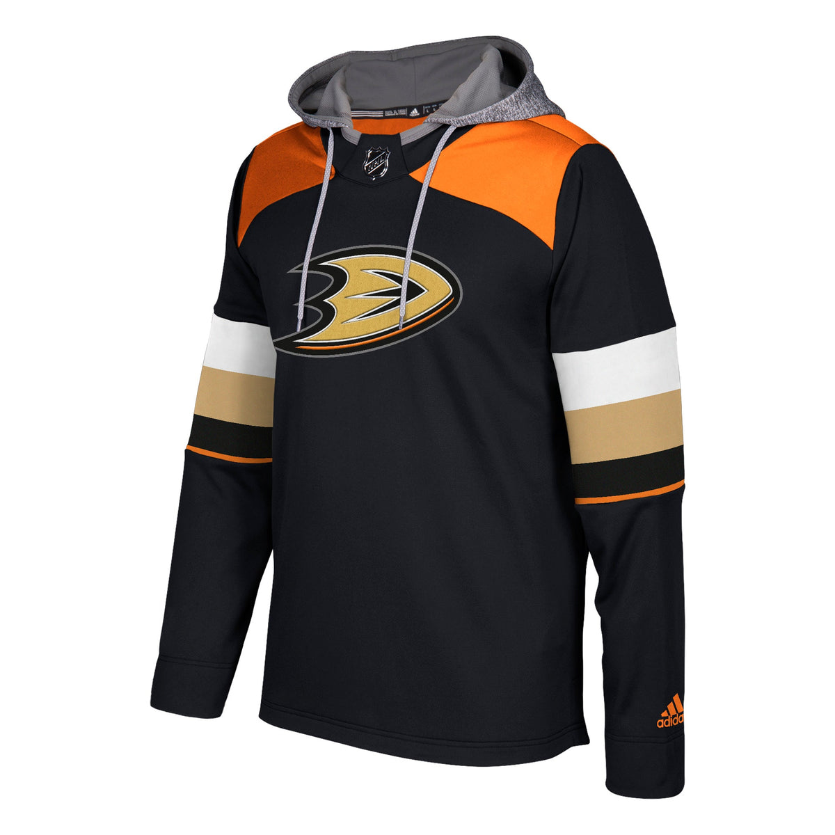 678F Anaheim Ducks Adidas Black Platinum Jersey Hood Hoodie