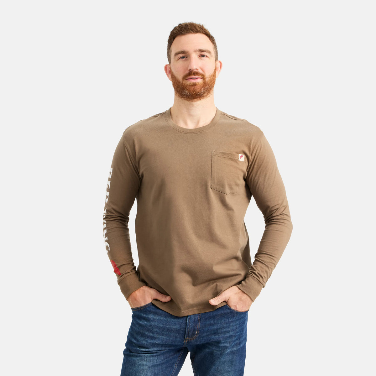 Long Sleeve Classic Pocket Tee in Brown | Red Wing Shoes Men|Apparel