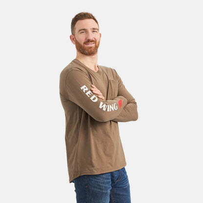 Long Sleeve Classic Pocket Tee in Brown | Red Wing Shoes Men|Apparel