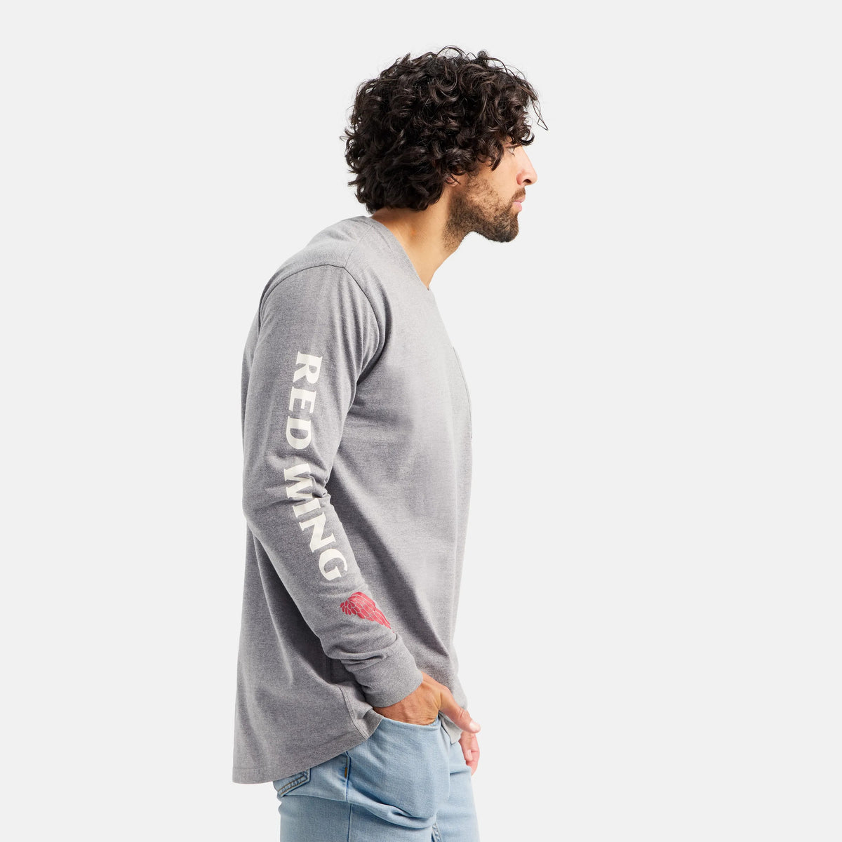 Long Sleeve Classic Pocket Tee in Heather Gray 98475 | Red Wing | Red Wing Shoes Men|Apparel