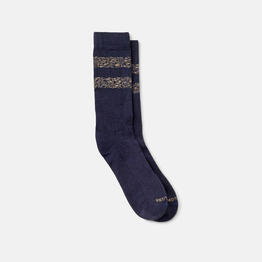 Unisex Wool Blend Striped Crew Socks in Navy/Tan | Red Wing Heritage 97676 | Red Wing Shoes Apparel