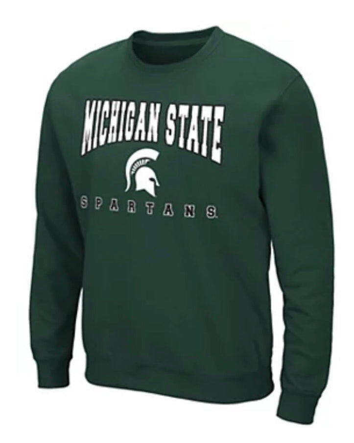 Colosseum Michigan State Spartans Forest Green Crewneck Fleece NCAA Sw