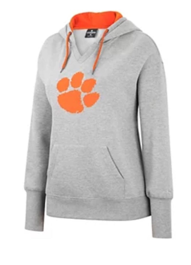 Colosseum LADIES Clemson Tigers Gray Pullover Fleece NCAA Hoodie