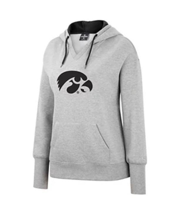 Colosseum LADIES Iowa Hawkeyes Gray Pullover Fleece NCAA Hoodie