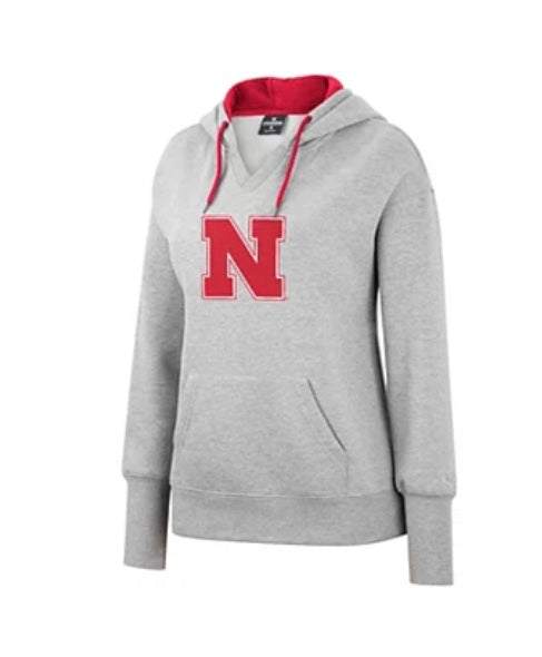 Colosseum LADIES Nebraska Cornhuskers Gray Pullover Fleece NCAA Hoodie