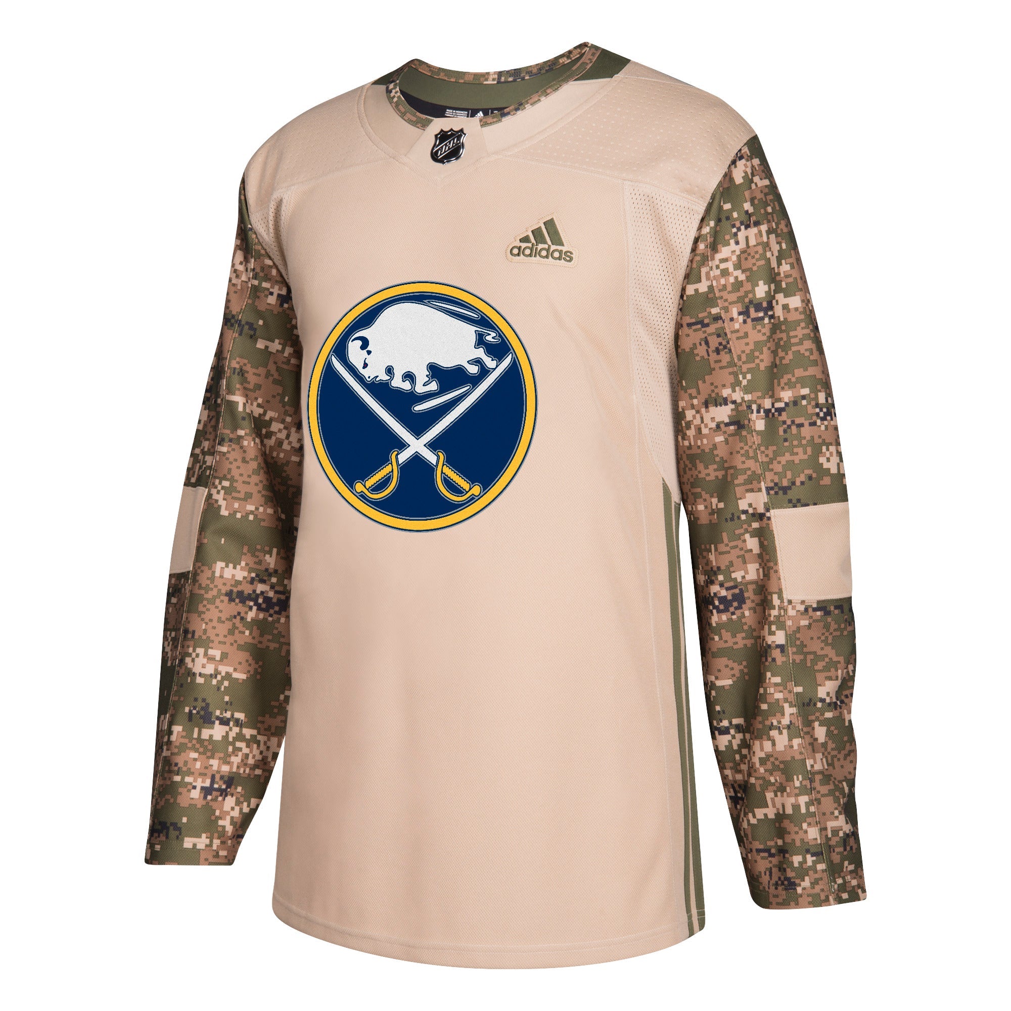 Buffalo Sabres Military Camo Khaki 258J Adidas NHL Pro Jersey