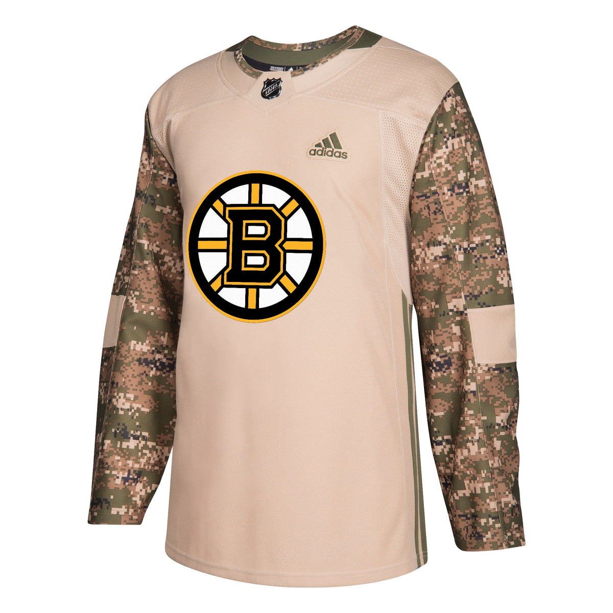Boston Bruins Military Camo Khaki 258J Adidas NHL Pro Jersey